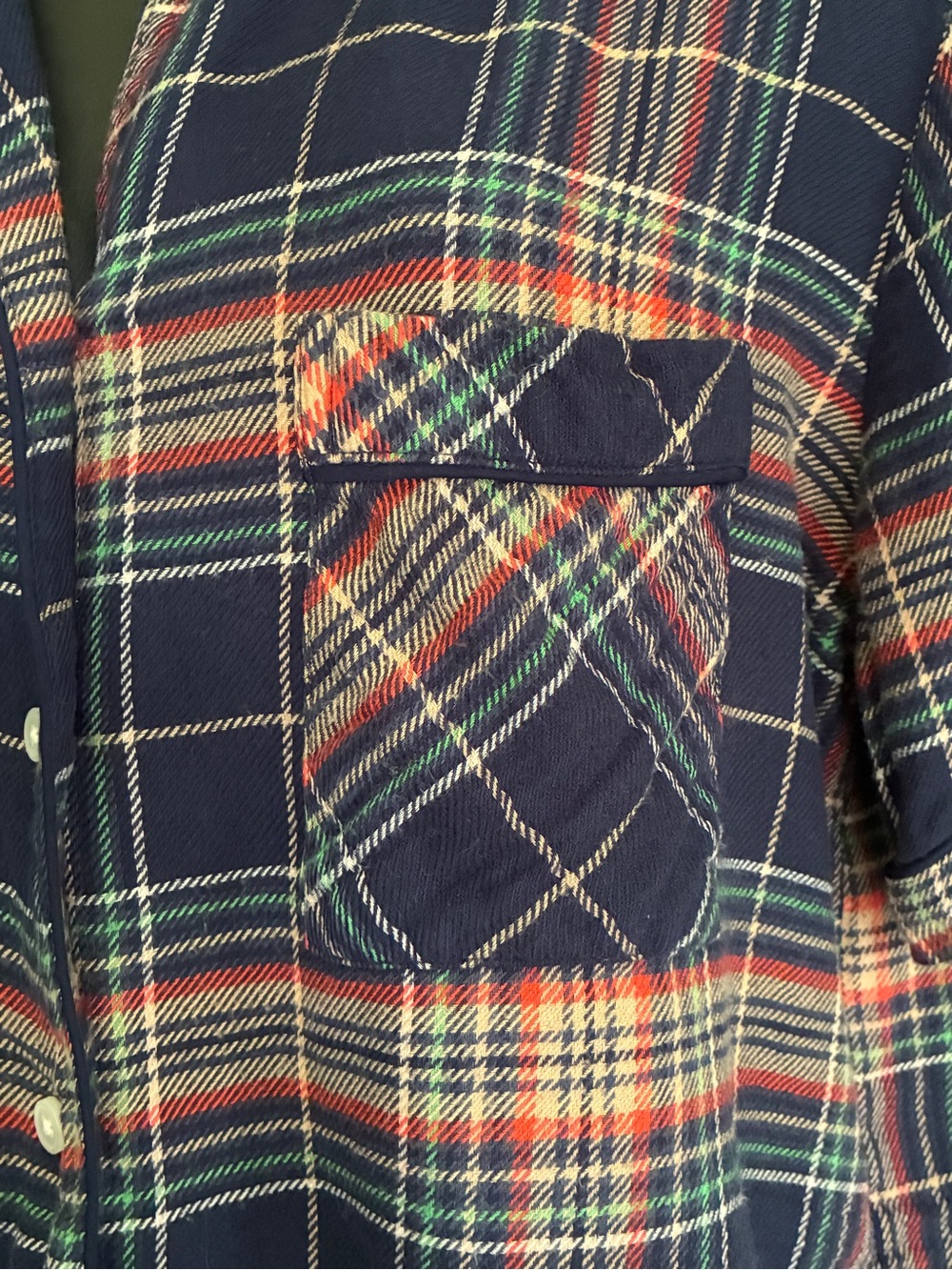 aerie Slouchy Navy Plaid Cozy Girl Indie Sleaze Grunge Boxy Soft PJ Flannel Sz M - Picture 6 of 9